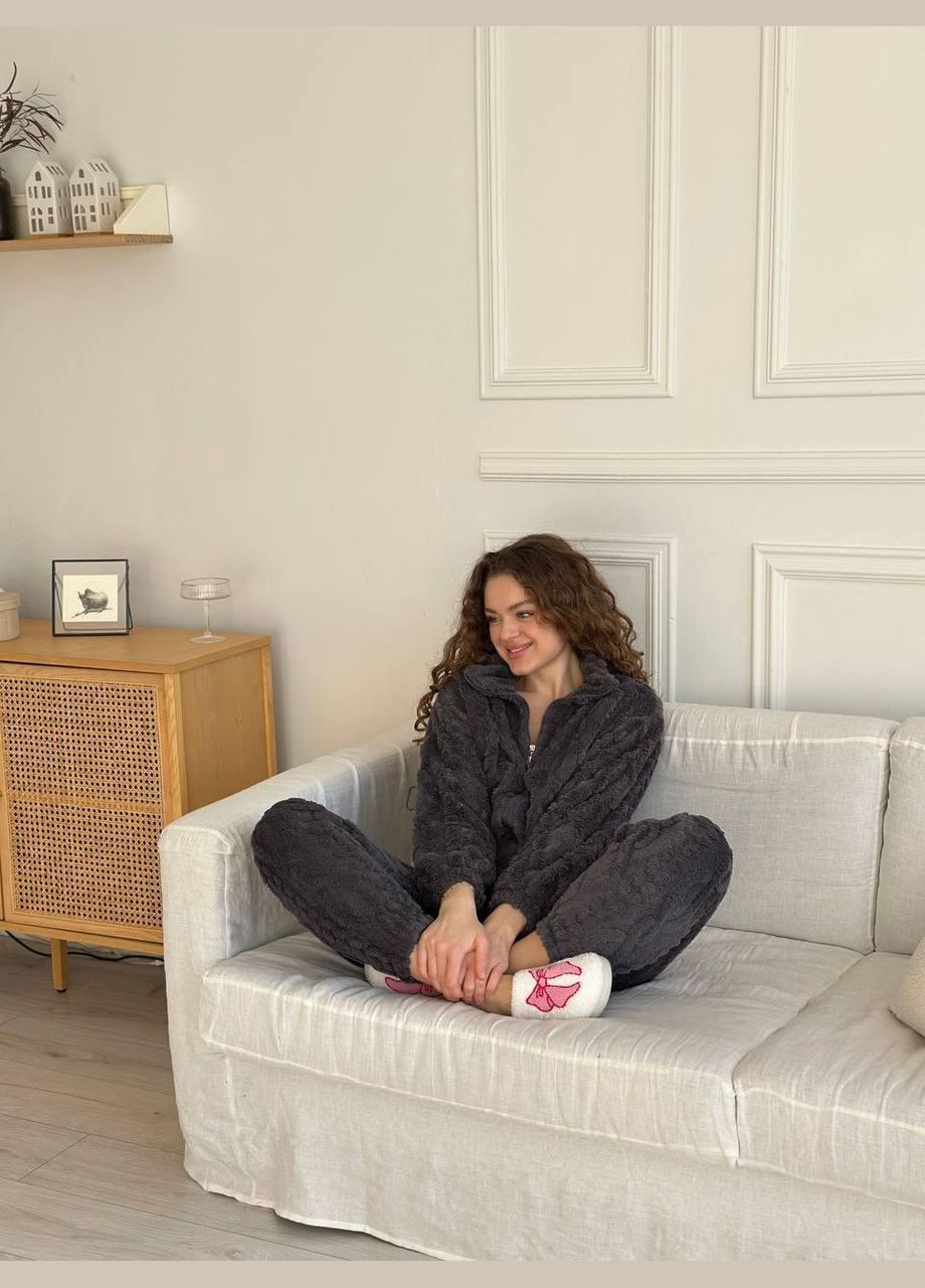 Темно-серая теплая женская пижама GT