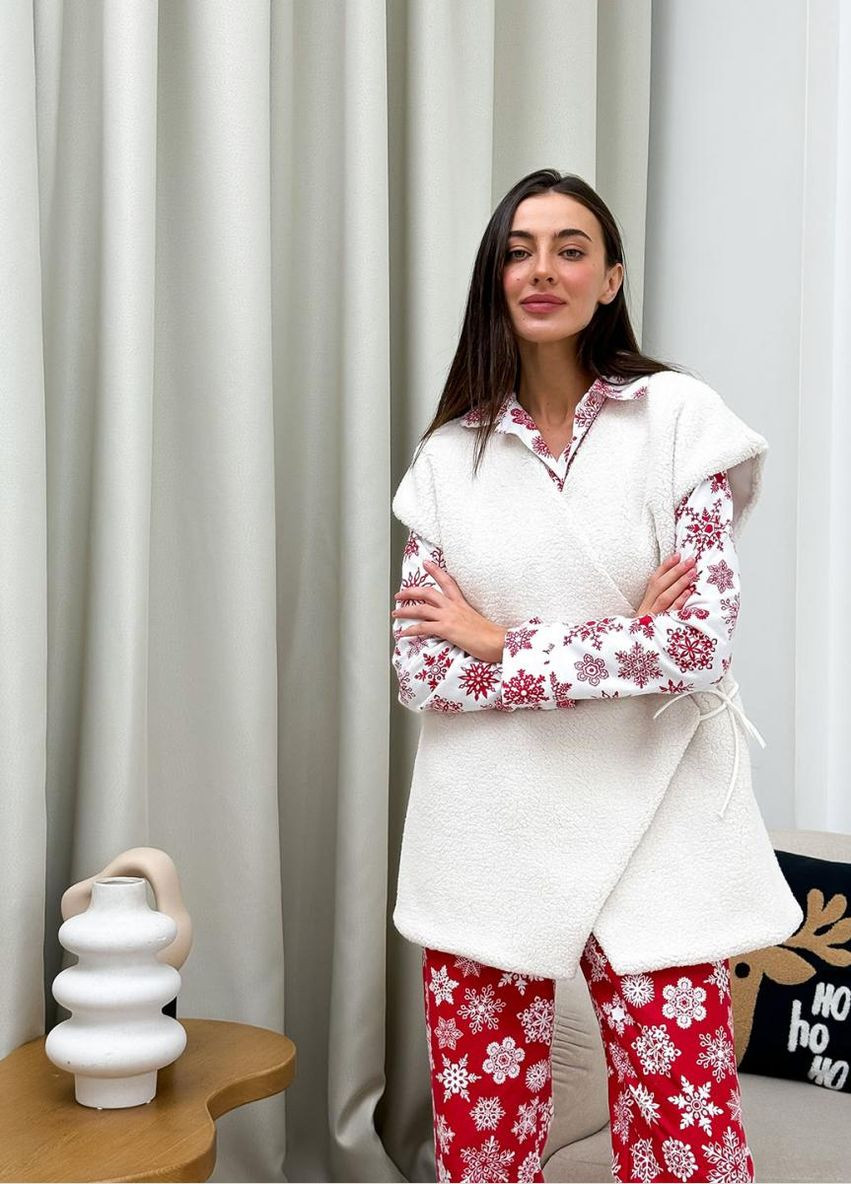 Червона зимня жіноча фланелева піжама сорочка та штани artknit (ak32158p) Art Knit