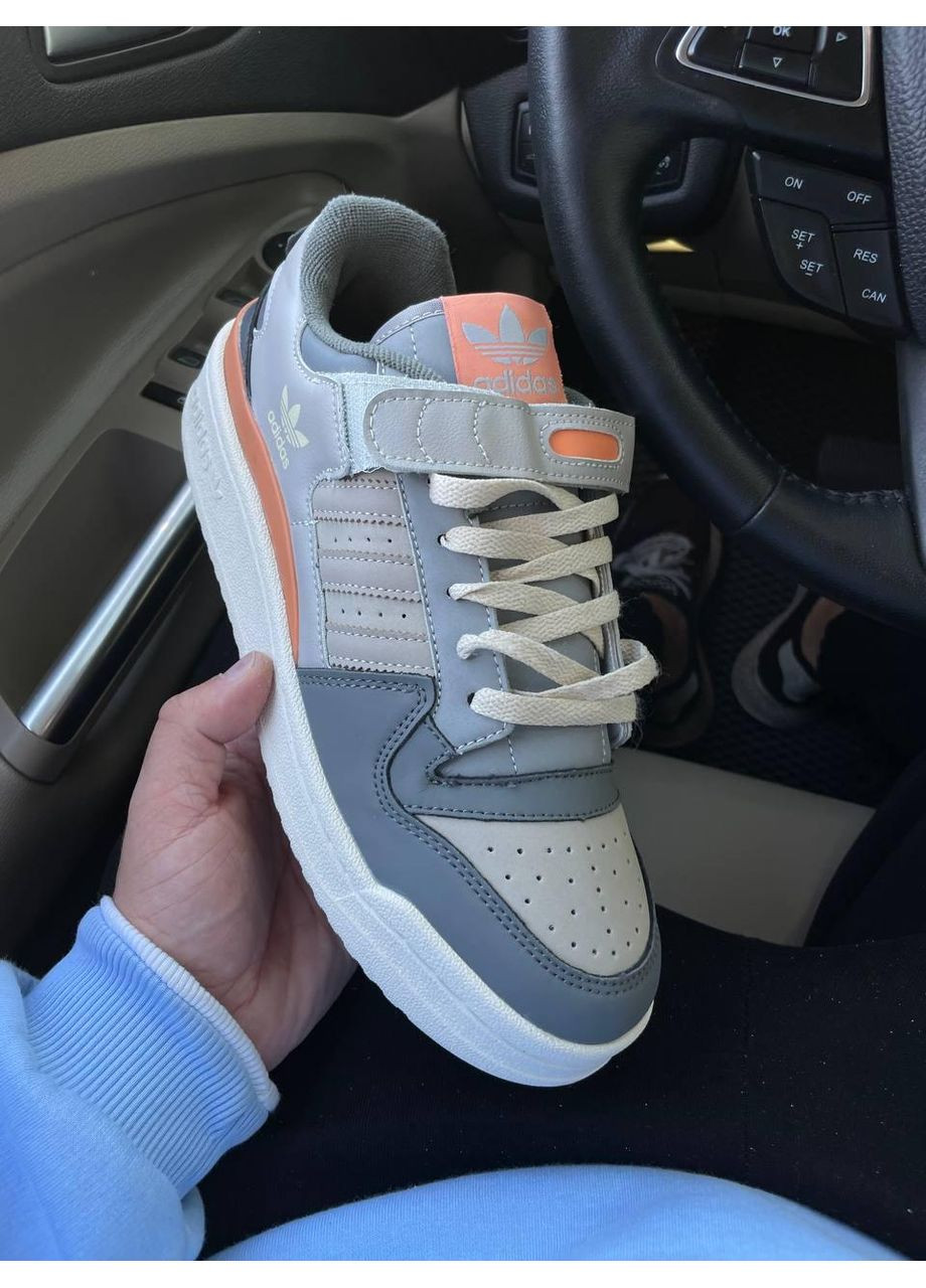 Серые демисезонные кроссовки мужские adidas forum grey orange адидас форум No Brand
