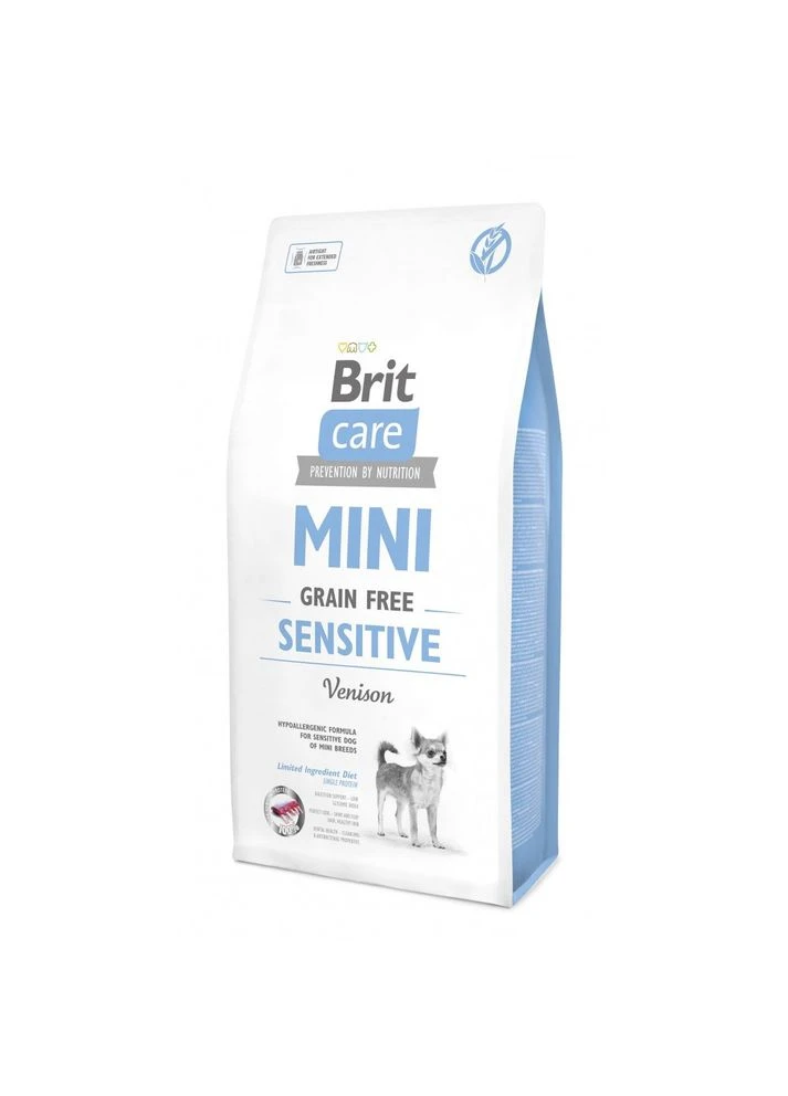 Сухой корм Grain Free Mini Sensitive для собак миниатюрных пород с чувствительным пищеварением с олениной 7 кг Brit Care (380390356)