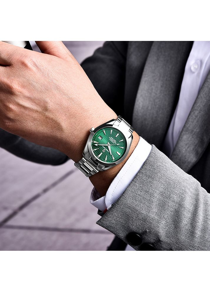 Часы механические Silver-Green для мужчин с автоподзаводом водонепроницаемые классические ProDobro (367265985)