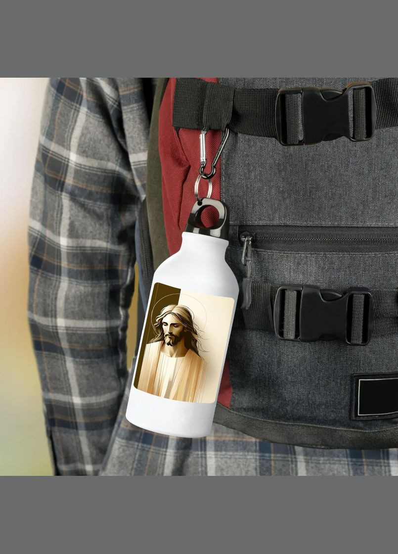 Фляга (бутылка) для воды с карабином 500 мл Металлическая (Туристическая, Для кемпинга, Для спорта) #122 500 мл Белый No Brand (323640033)