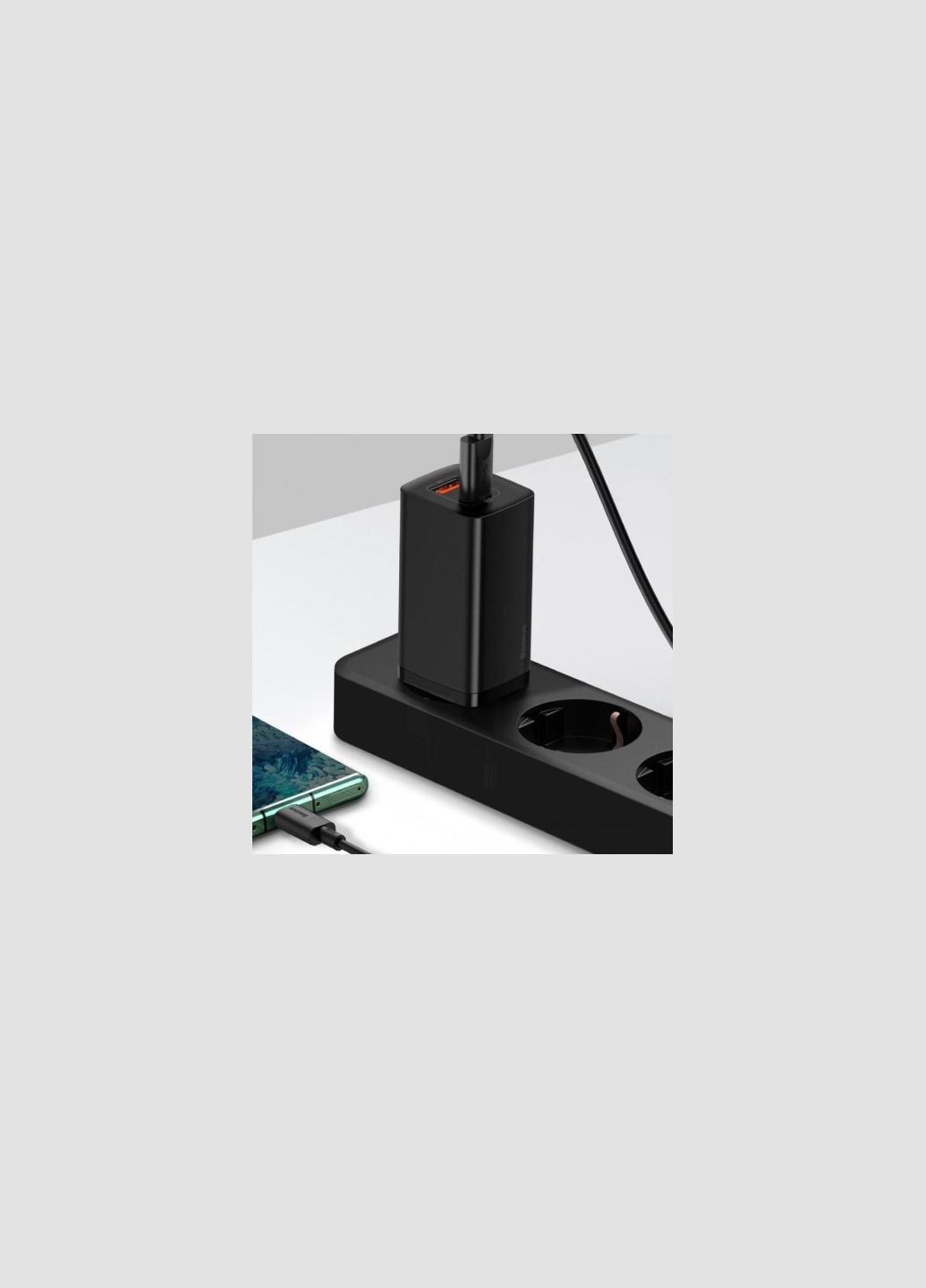 Мережевий зарядний пристрій GaN Lite 65 W 1 USB + TypeC (CCGAN2L-B01) чорний Baseus (279554118)