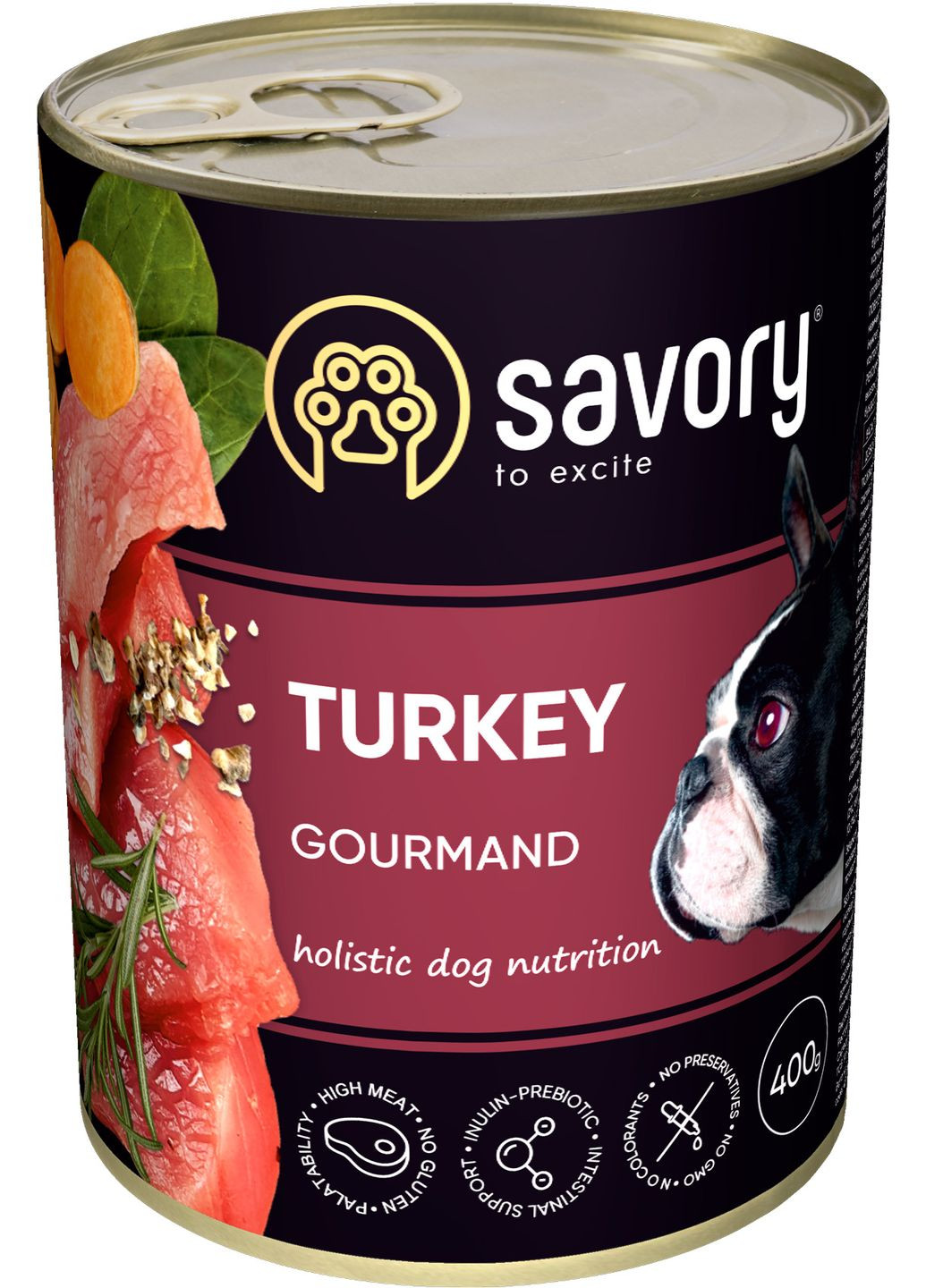 Влажный корм для взрослых собак с индейкой 400 г Savory (305847546)