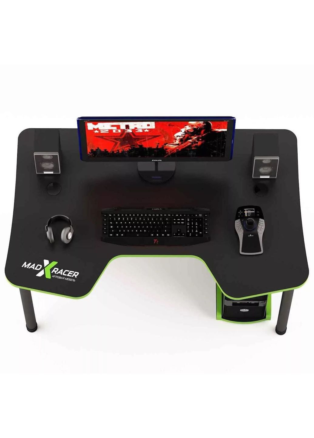 Компьютерный стол, Геймерский стол COMFORT GT12 (120 см) черно-зеленый No Brand (353497890)