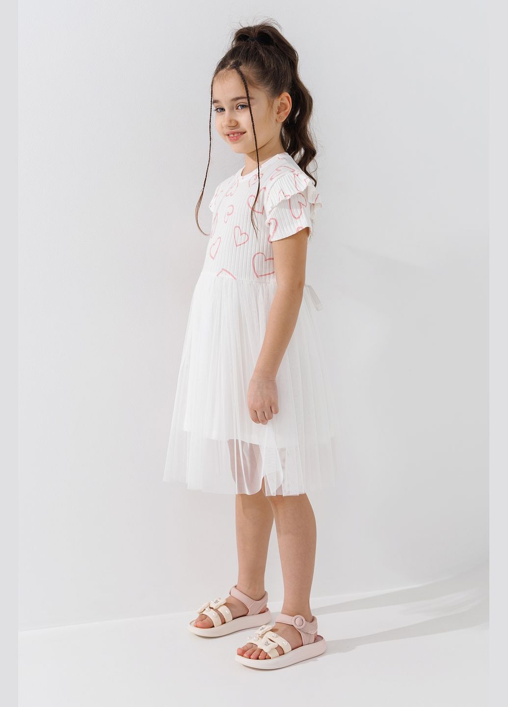 Молочное платье с принтом для девочки 16587 110 см shop (2000990961624) Baby Show (322213070)