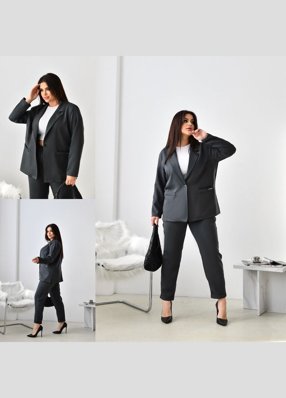 Женский костюм брюки и пиджак цвет графит р.56/58 452850 New Trend (285712040)