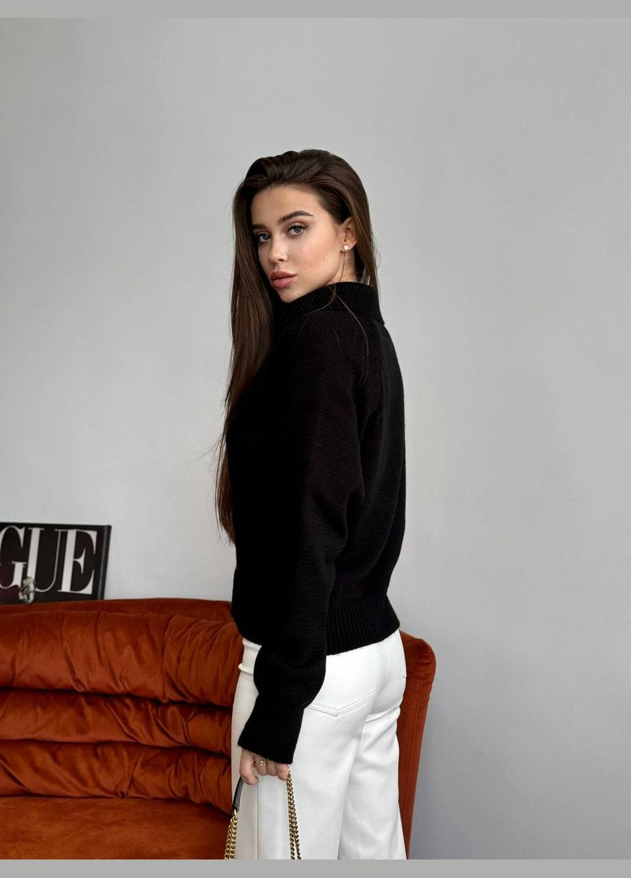 Женский свитер-поло цвет черный р.42/46 450412 New Trend (282933074)