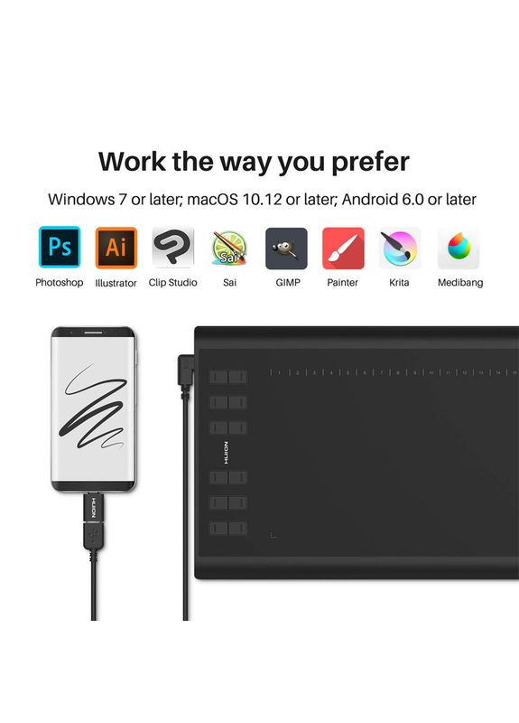Графічний планшет для малювання H1060P Huion (341325783)
