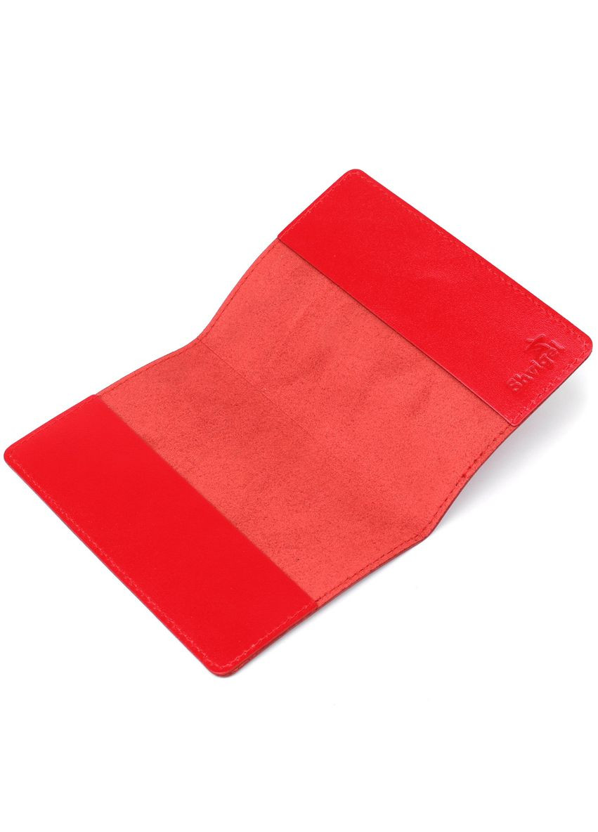Кожаная обложка на паспорт с картой и рамкой 13981 Красная Shvigel (297129615)