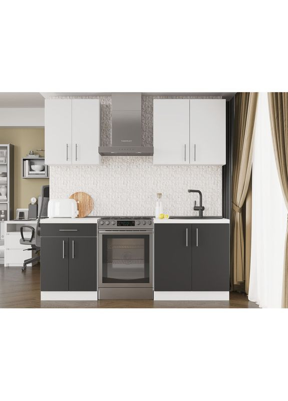 Кухня модульна Оптіма набір №2 Німфея альба (білий)/Антрацит 2 м (EVR-5697) Еверест (311684537)