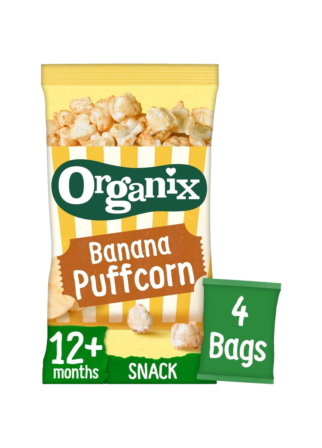 Дитячі фруктові снеки Banana Puffcorn органічні, 40 г (4 шт. х 10 г) Organix R5522 (335029834)