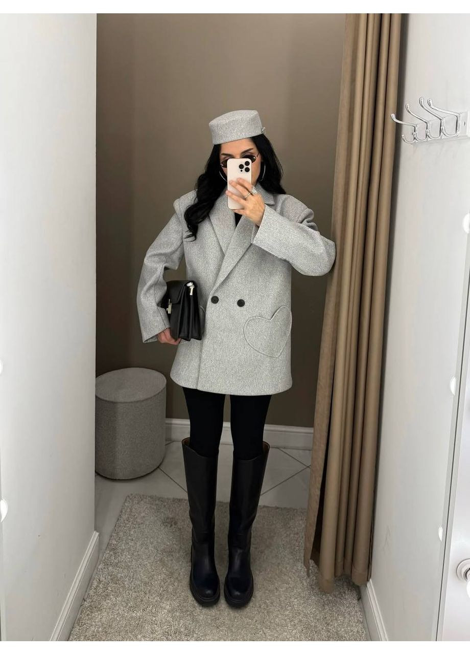 Сіре демісезонне Жіноче пальто з кашеміру Україна