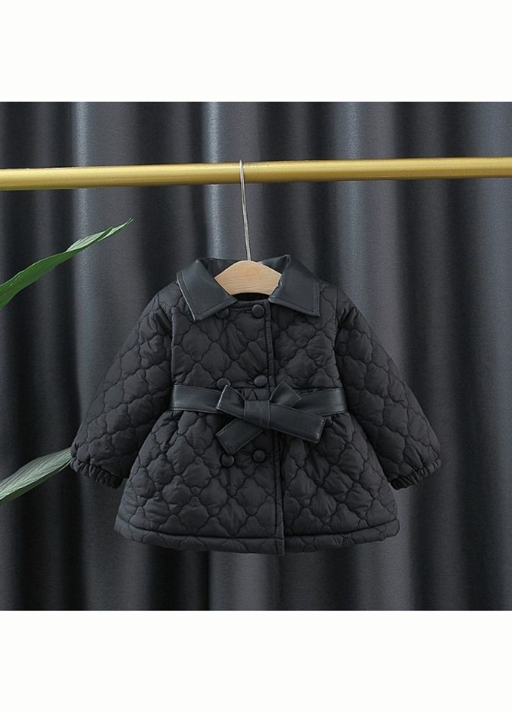 Черное демисезонное Пальто для девочки двубортное No Brand