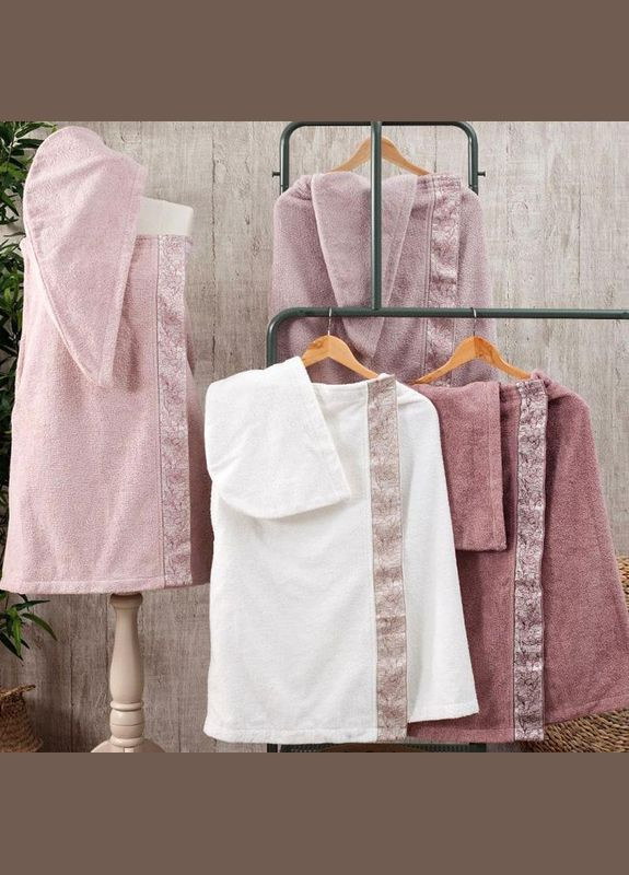 Жіночий набір рушників Flor для сауни: рушник-спідниця на липучці, чалма, капці Pupilla комбінований