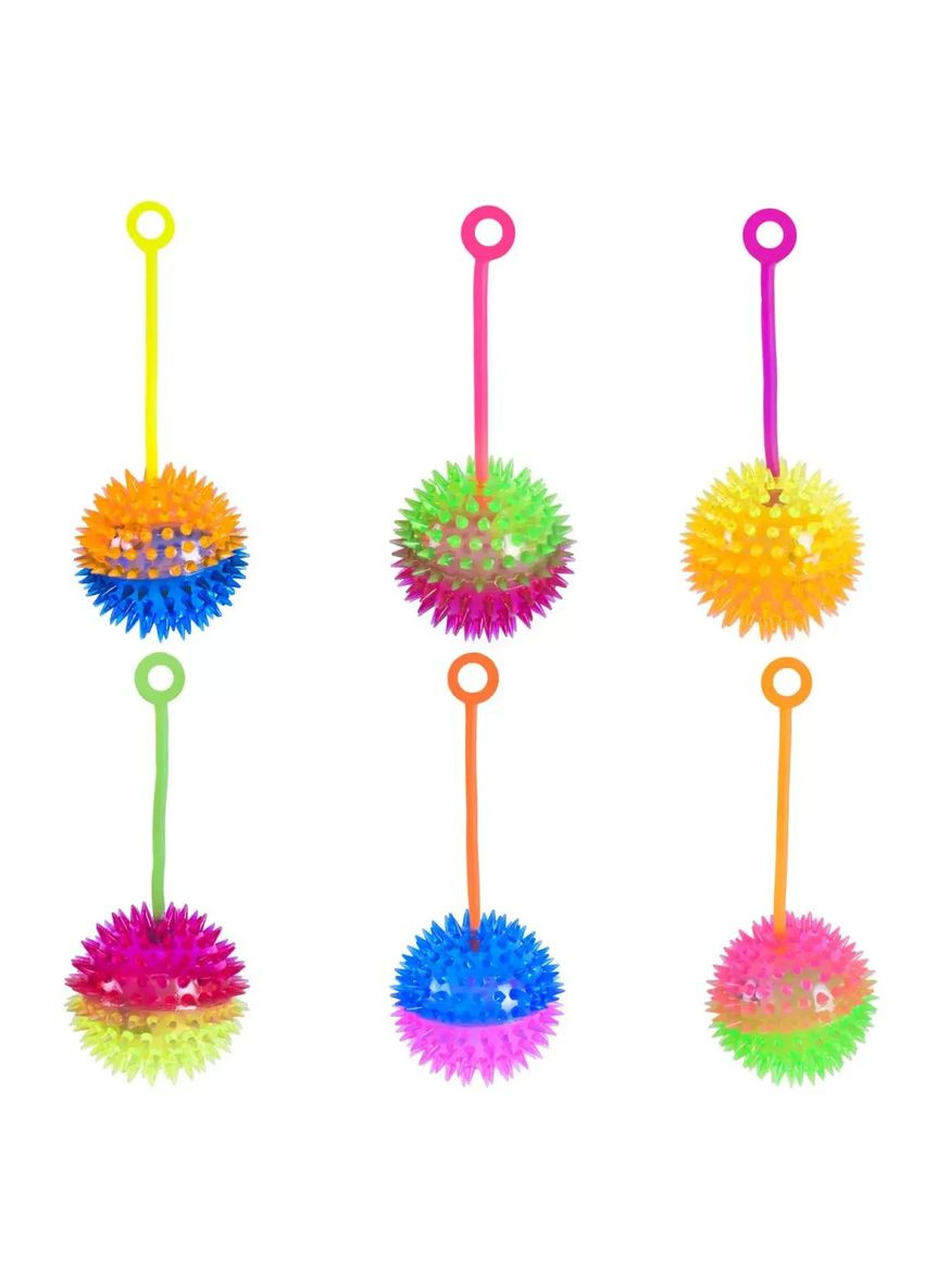М'яч дитячий пострибунчик на мотузці зі світлом 7.5 см Flashing Spiky Ball PR2510 Ціна за бокс 12 штук No Brand (362435514)