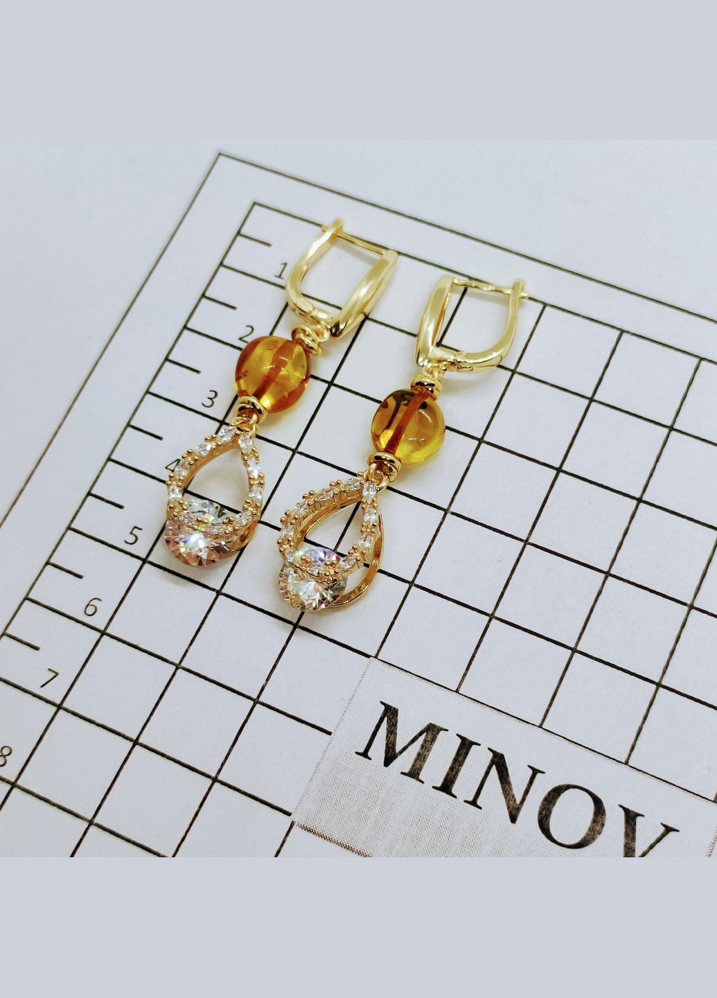 Сережки 3172 з натурального бурштину MINOV (316470505)