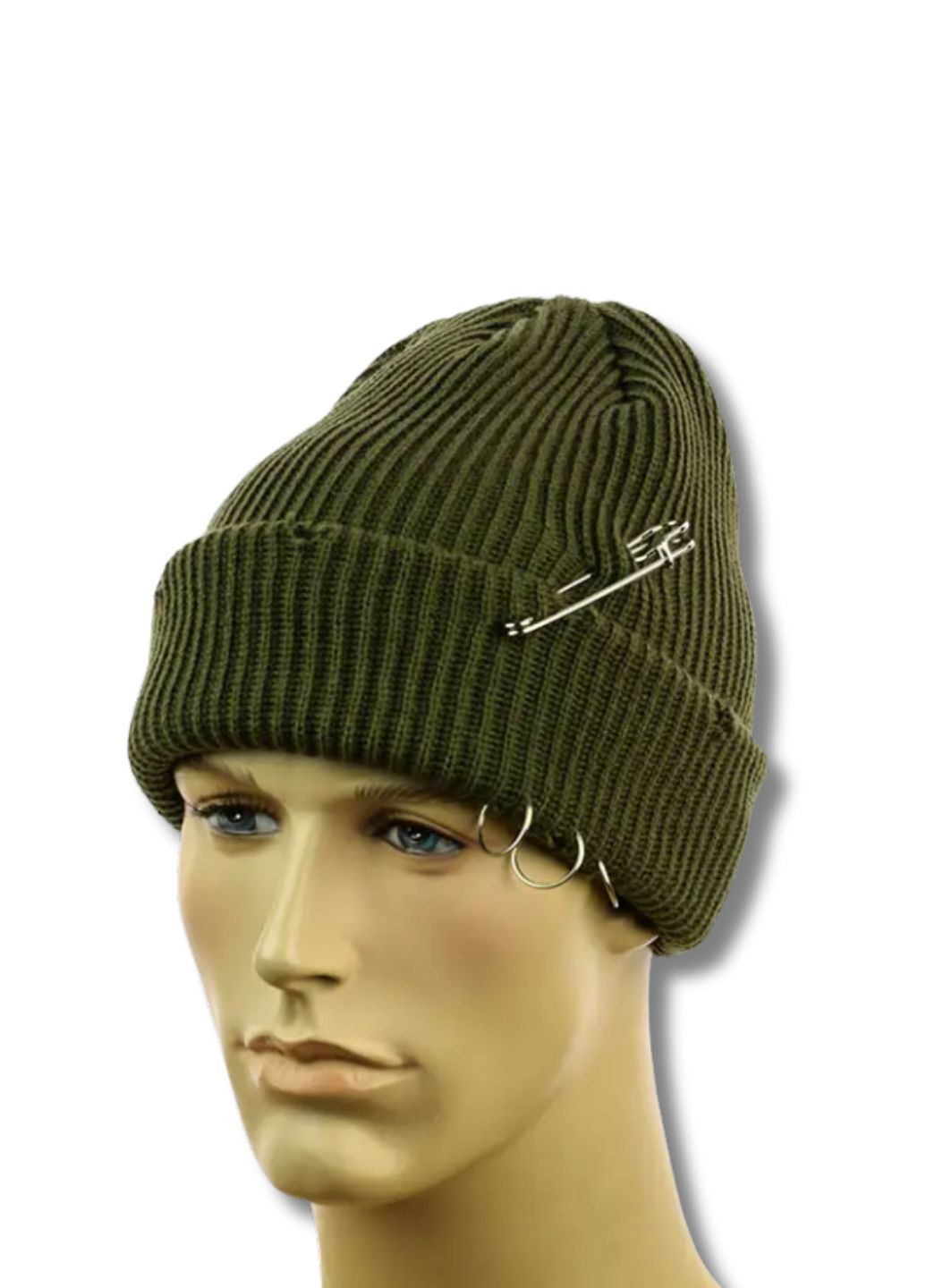 Шапка біні з рваним декором та шпилькою No Brand Шапка біні із декором (360751386)