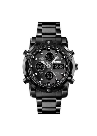 Часы кварцевые мужские черные с будильником и календарем стрелочно-электронные ProDobro (367265145)