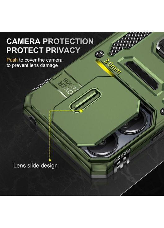 Ударостойкий чехол Camshield Army Ring для Xiaomi Redmi 13C / Poco C65 Зеленый Epik (372499329)