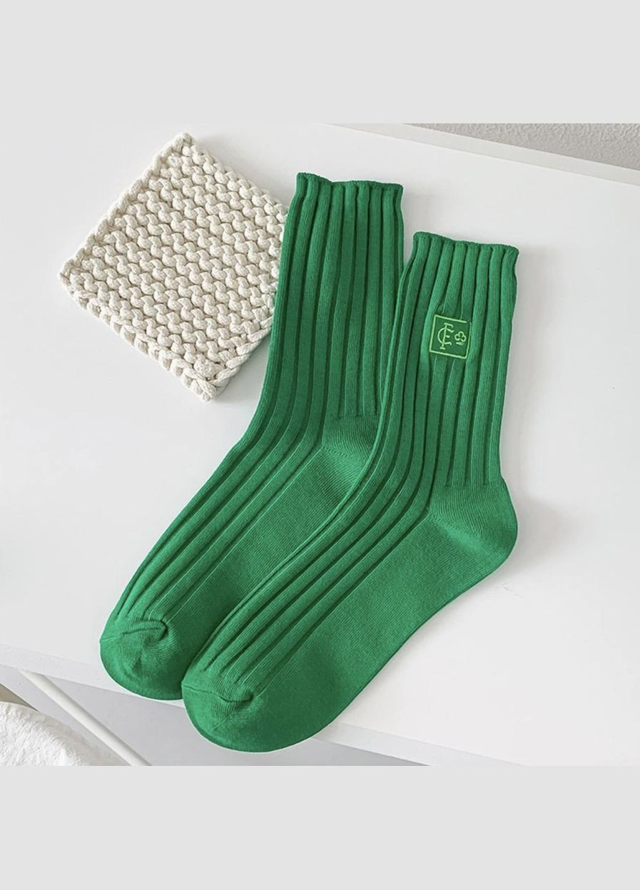 Комбинированные носки женские, высокие и стильные, хлопковые 35-40р, однотонные, набор 8 шт, разноцветные (336386302)