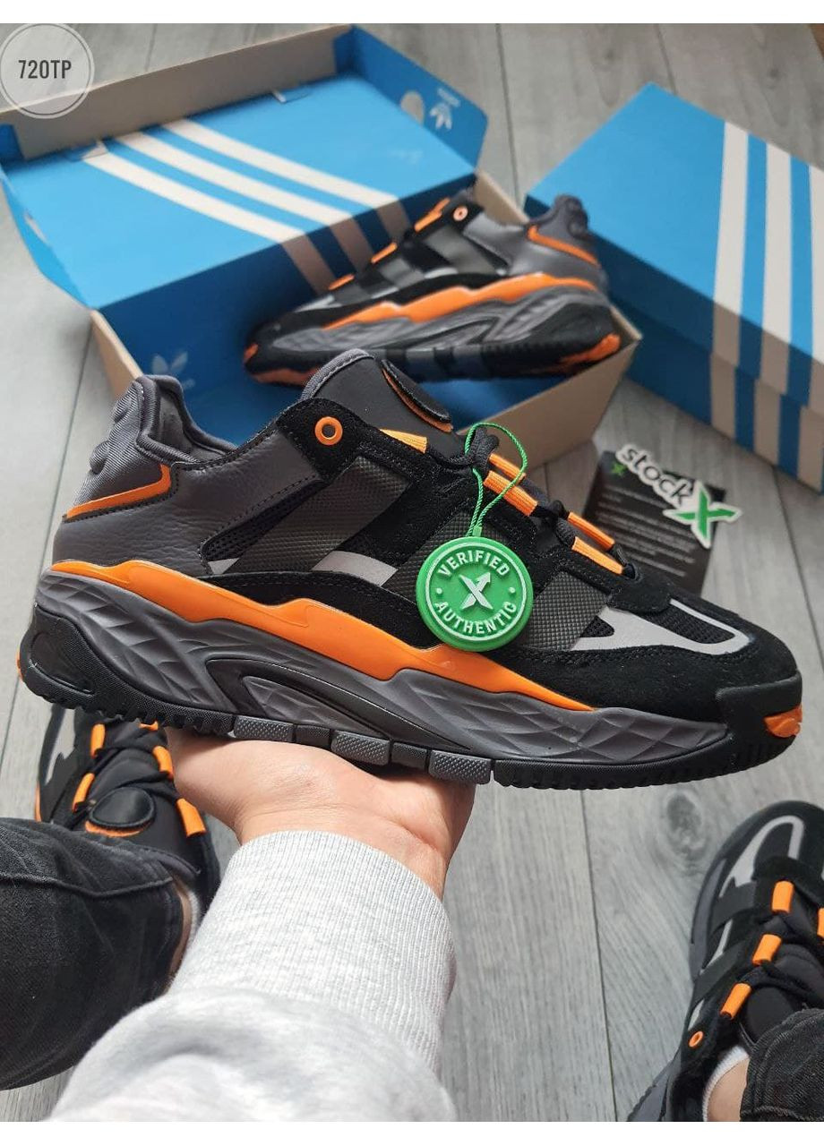 Чорні Осінні кросівки чоловічі adidas niteball black / orange адідас найтбол No Brand