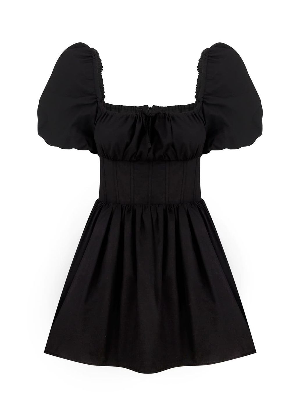 Черное платье мини с корсетом черный 630 Papaya
