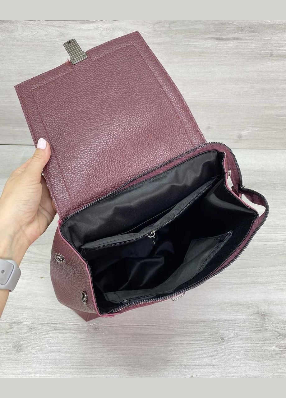 Жіночий повсякденний рюкзак-сумка зі шкірозамінника «Луї» бордового кольору WeLassie (298570868)