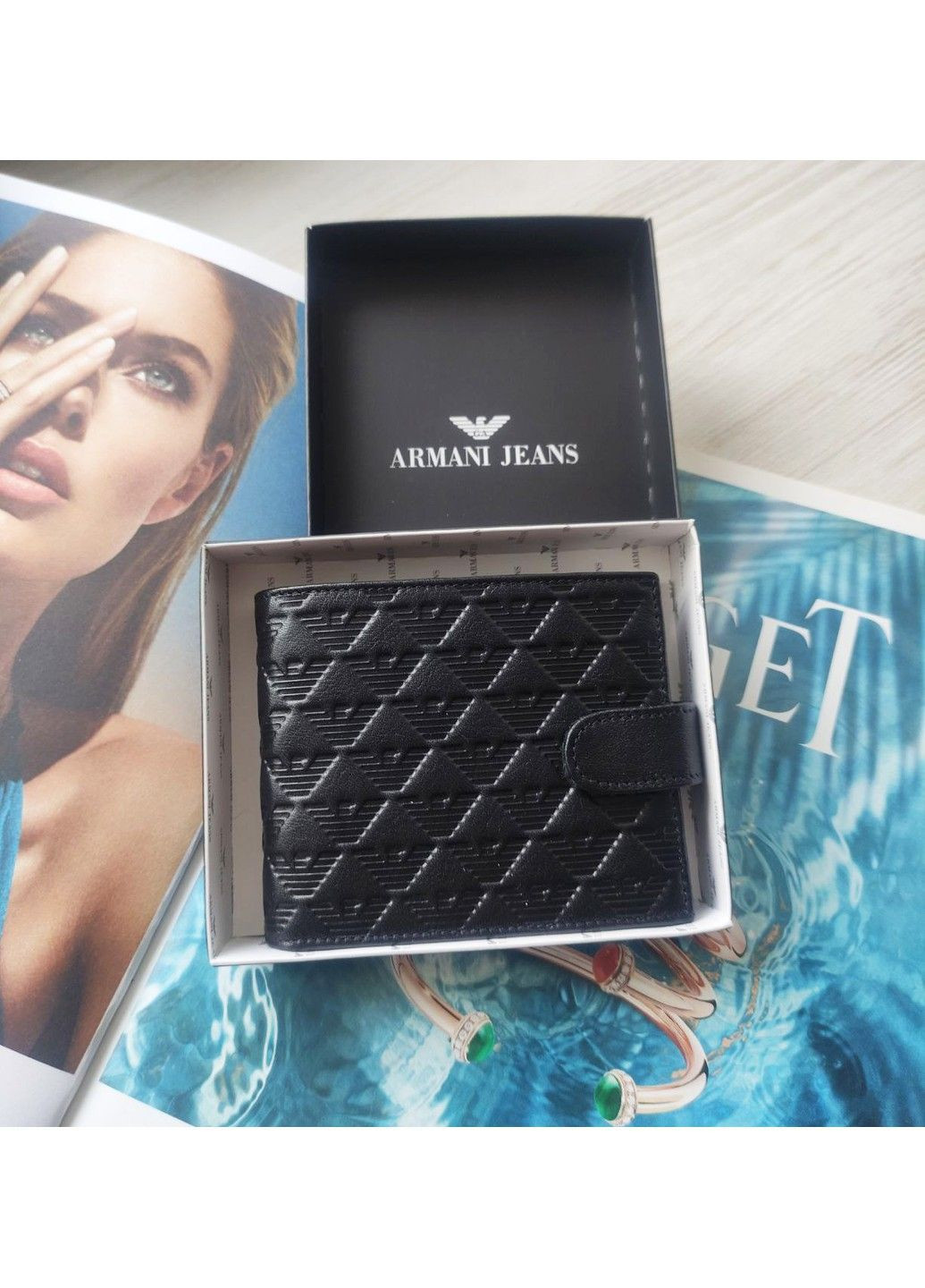 Мужской кожаный кошелек в коробке kr25 kr25 Giorgio Armani (371883252)