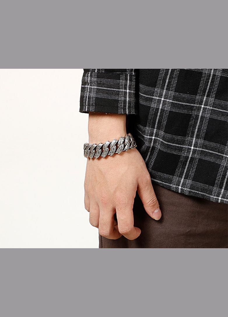 Браслет мужской стальной на руку серебристый Avalon 22 (330829331)