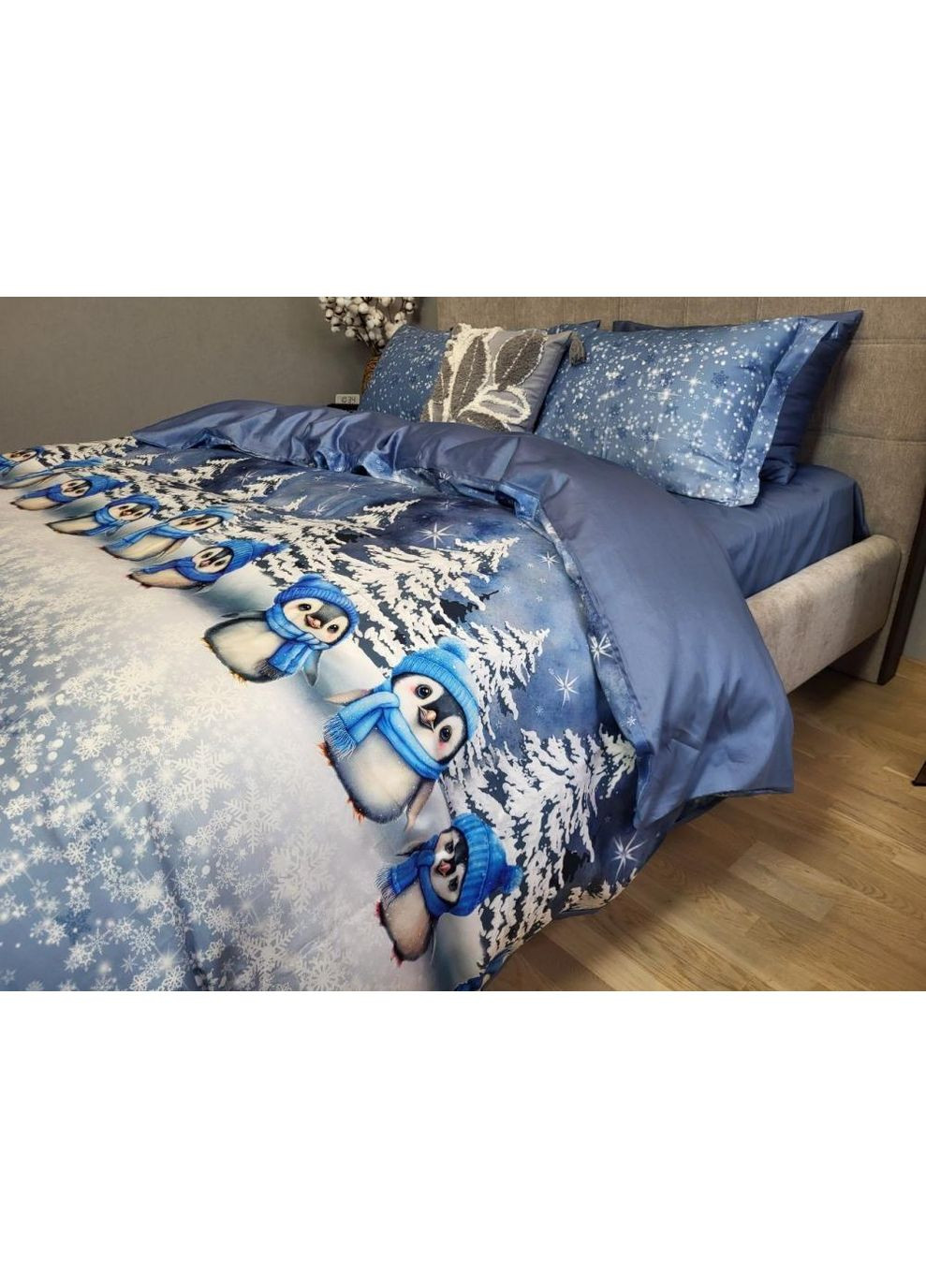 Постільна білизна LITTLE PENGUINS, сатин PREMIUM Полуторний розмір, наволочки 70/70 No Brand (364219969)