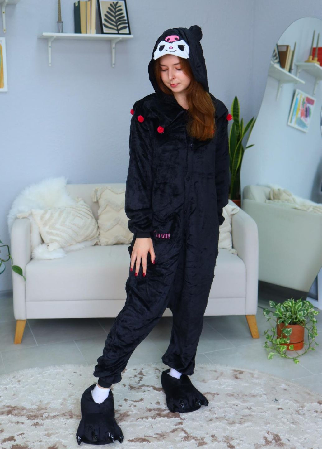 Детская кигуруми Kuromi с ушками и помпонами застёжка на пуговицах My Kigu (364686597)