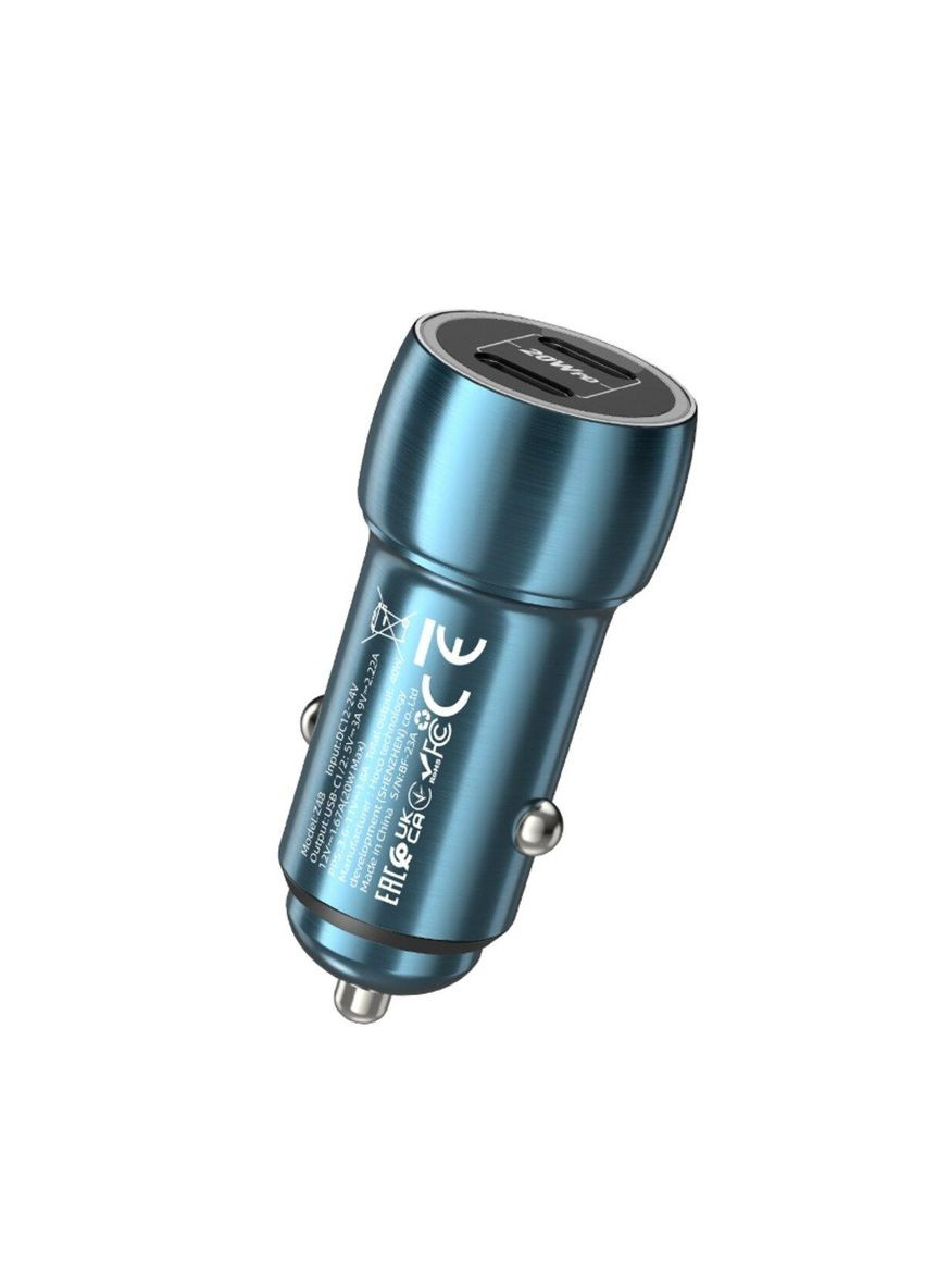 Автомобільний зарядний пристрій Z48 Tough 40W dual port(2C) car charger Sapphire Blue Hoco (304732913)