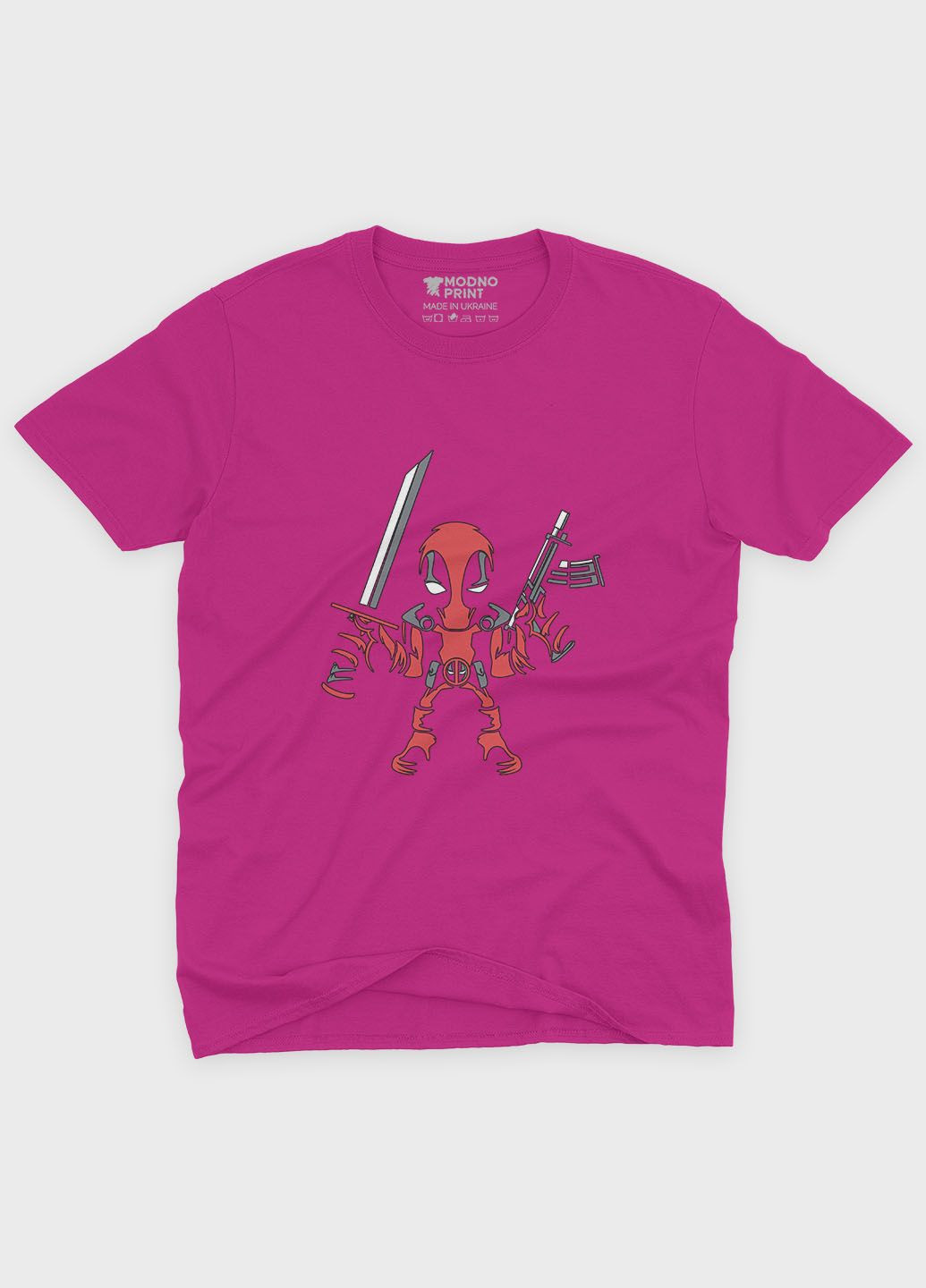 Розовая демисезонная футболка для мальчика с принтом антигероя - дедпул (ts001-1-fuxj-006-015-037-b) Modno