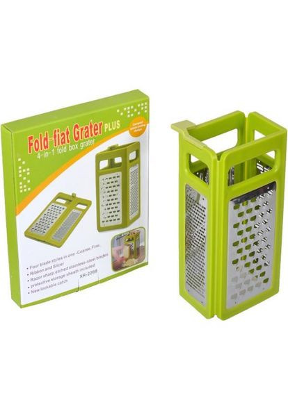 Складна тертка для овочів 4 в 1 з нержавіючої сталі та пластика зелена кухонная тертка для нарізки овочів ProDobro (365442158)