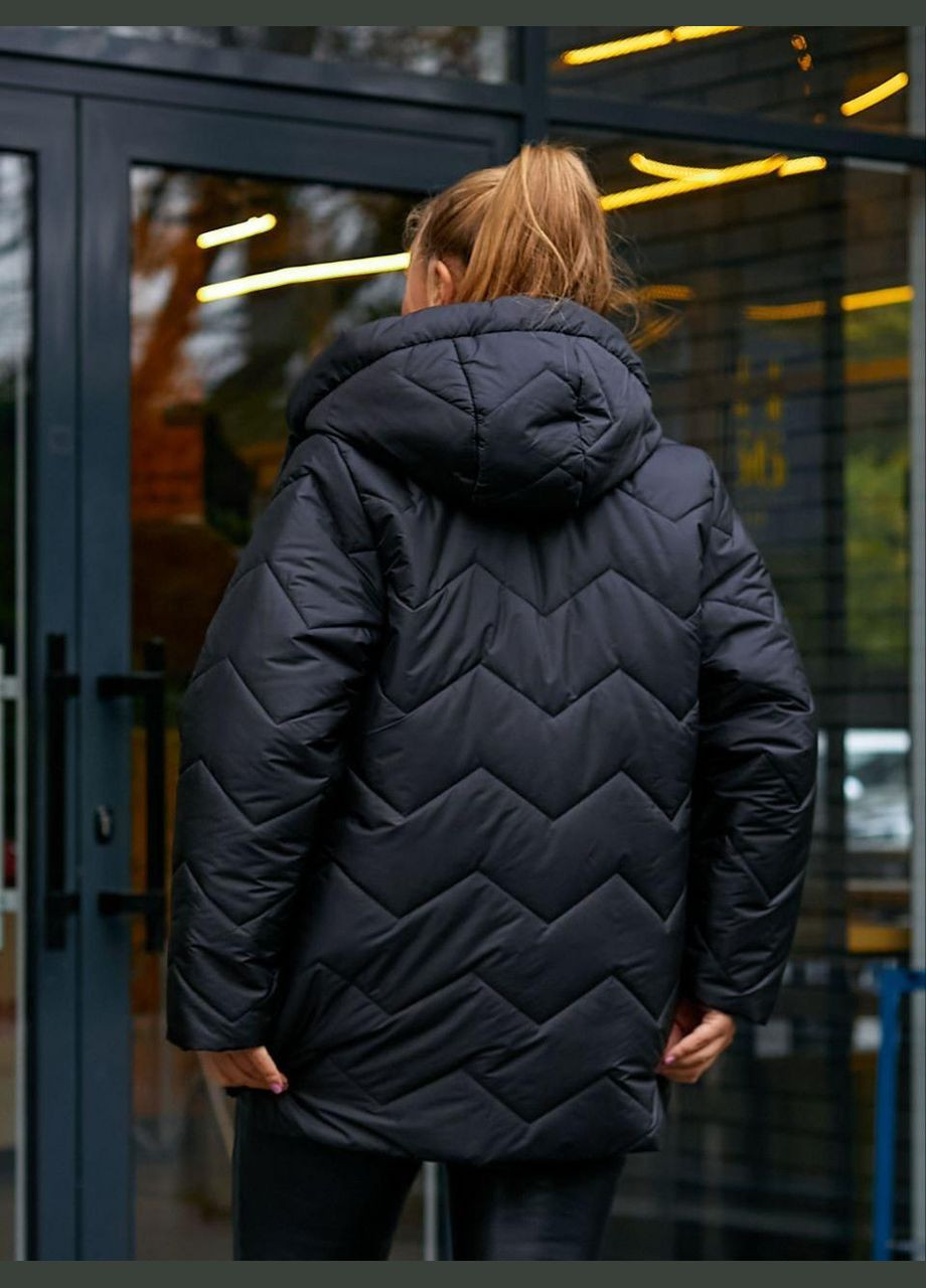 Черная зимняя куртка женская эврозима батальная sf-147 тепло и стильно черный, 62-64 Sofia