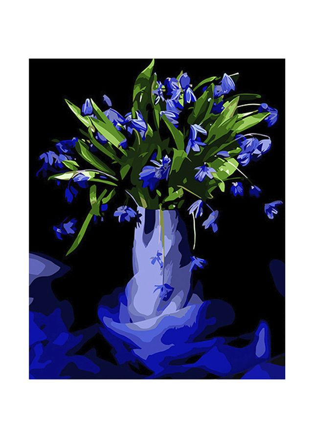 Картина по номерам - Синие подснежники на черном фоне цвет разноцветный ЦБ-00253062 Strateg (294912952)