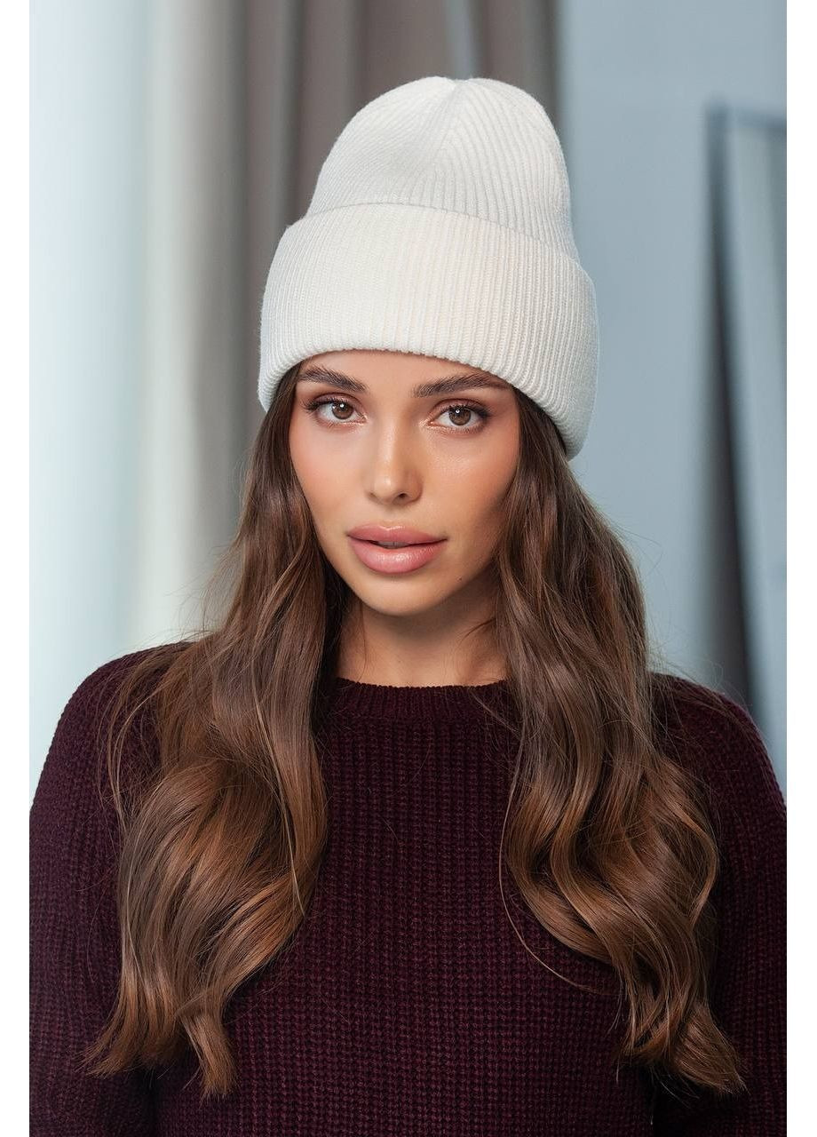 Шапка з відворотом, колір Молочний Fashion (365072459)