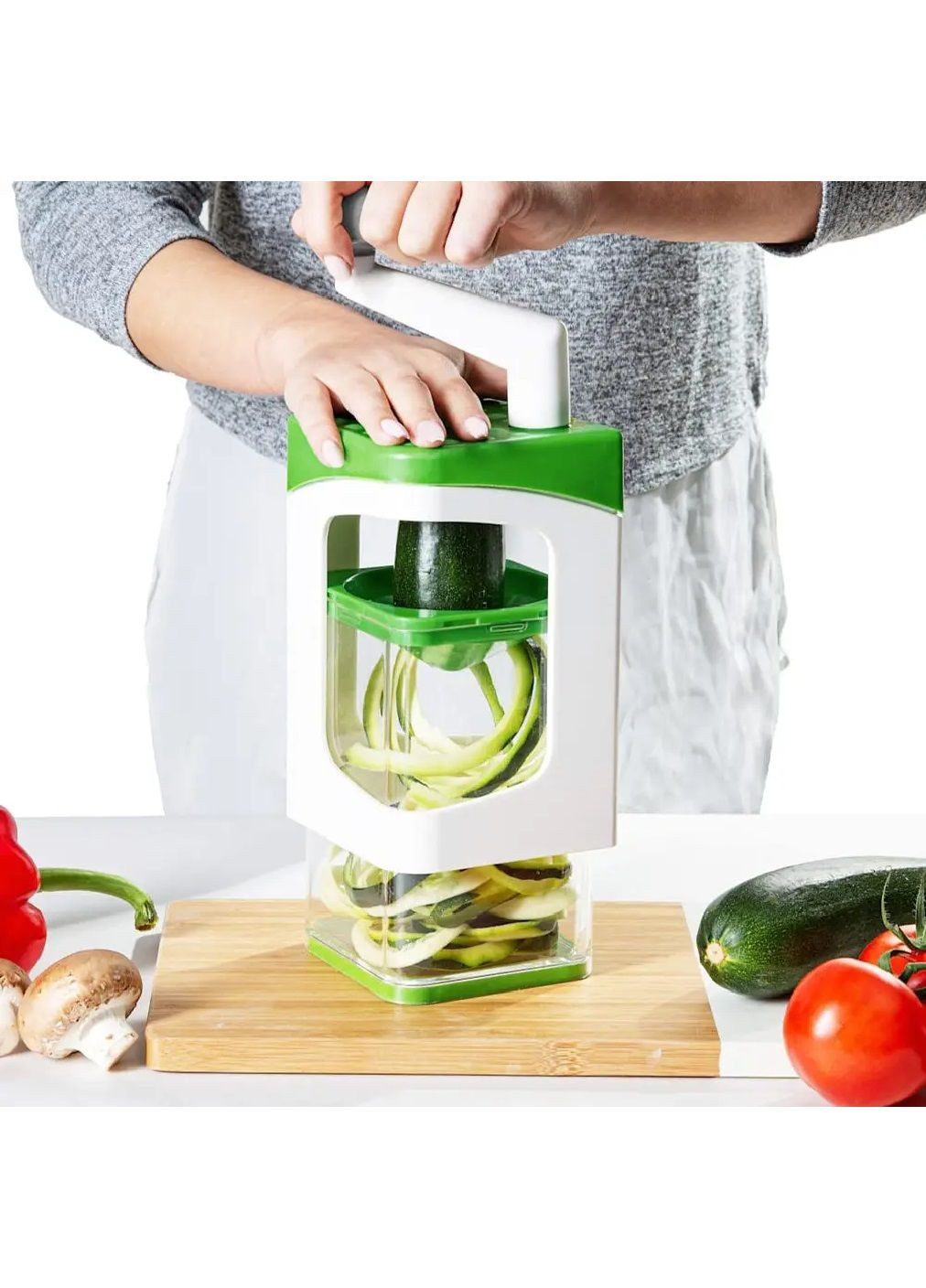 Овочерізка терка для овочів ручна багатофункціональна з контейнером насадками кришкою нековзне дно (480869-Prob) Unbranded (346389819)