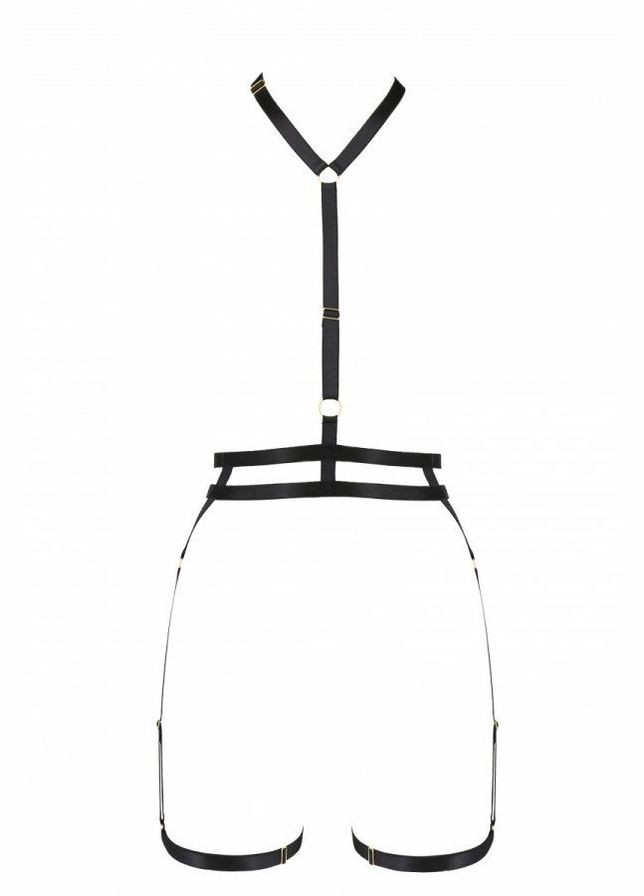 Чорний демісезонний портупея-стрепи з подвійним ремінцем denira black – exclusive Passion