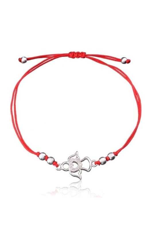 Серебряный браслет Оберег Ангелочек с Белыми камнями серебро 925 пробы Родированное 75116б 2.03г Nobrand (363969171)