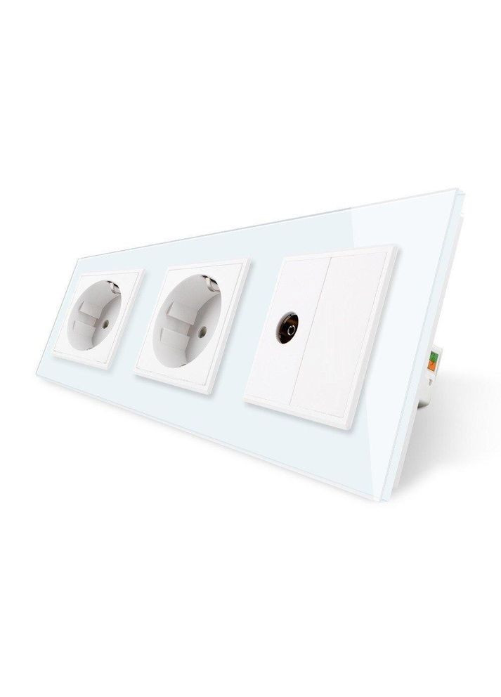 Розетка тримісна комбінована Силова ТБ білий скло (VL-C7C2EU1VK0-11) Livolo (370970422)