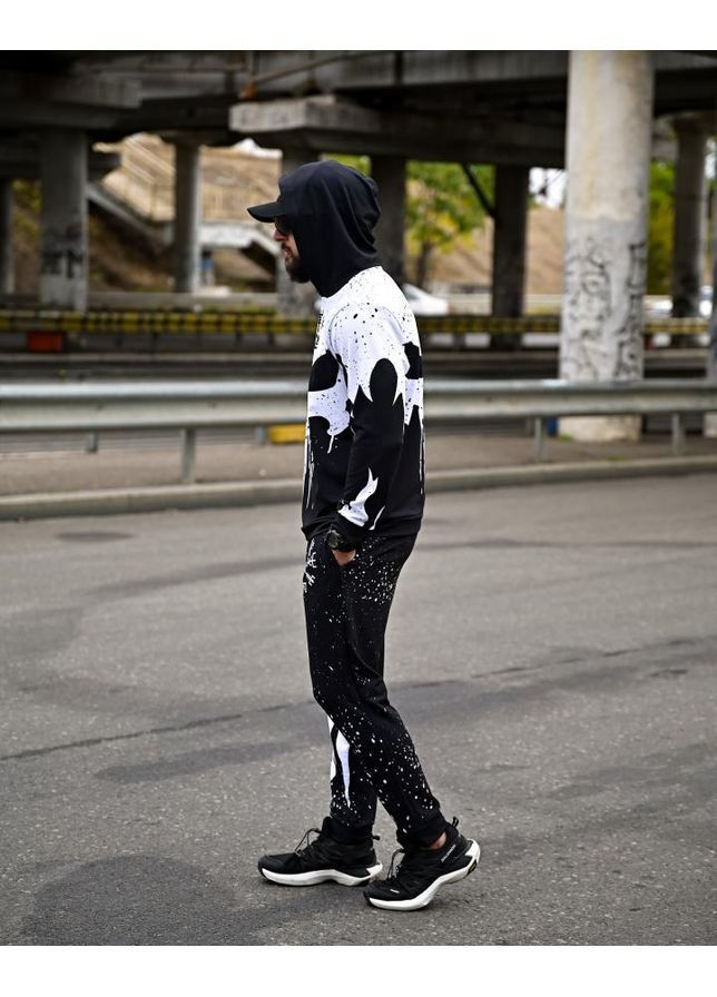 Чоловічий спортивний костюм демісезонний Руни чорно-білий Freedom (363317835)