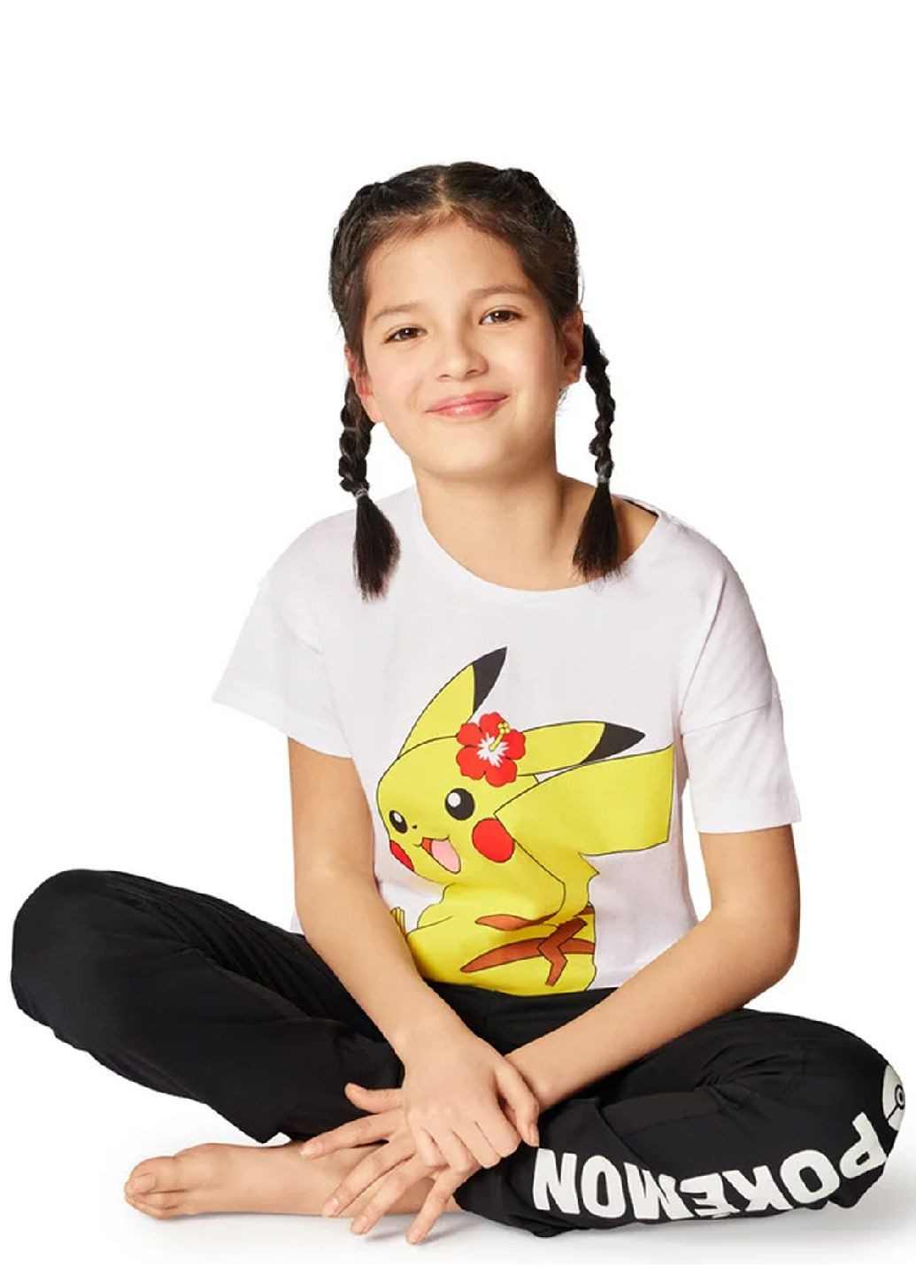 Чорно-біла всесезон бавовняна піжама (футболка, штани) футболка + штани Pepperts