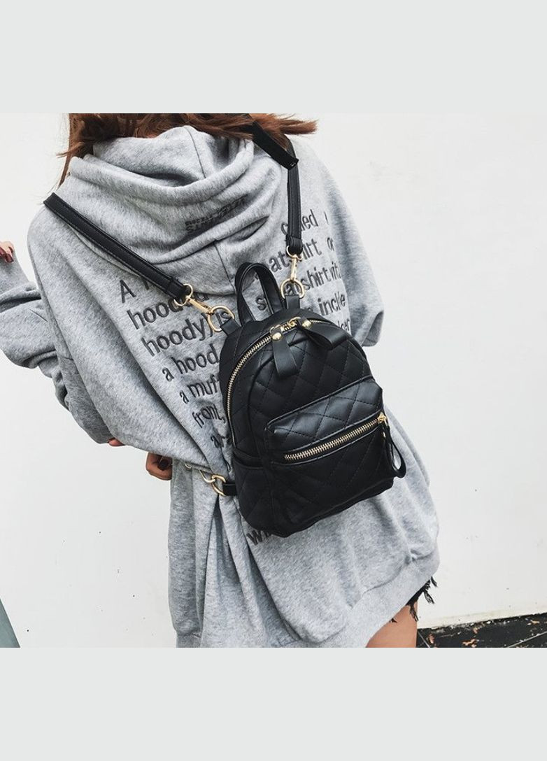 Маленький стьобаний жіночий рюкзак зі штучної шкіри міський чорний (sku_430) No Brand (330575731)