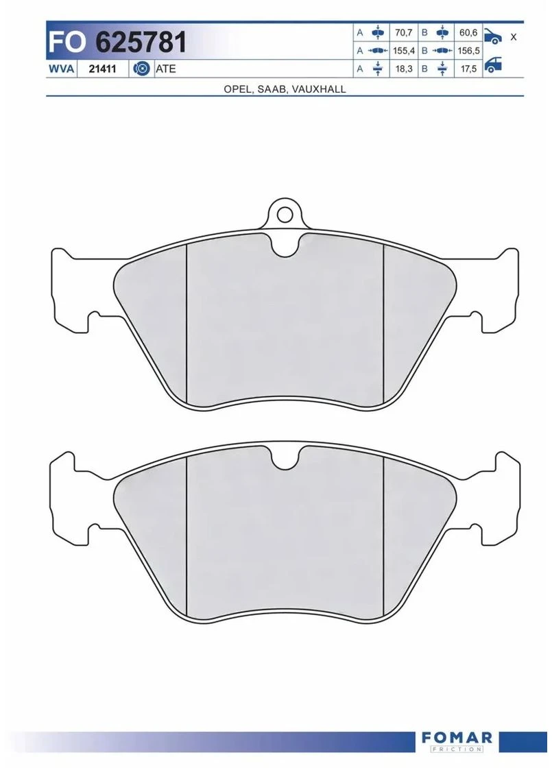 Колодки гальмівні дискові ПЕРЕДН OPEL OMEGA B 94-,VECTRA A 92-95,CALIBRA 90-95,SAAB 900 93- FO 625781-ua Fomar (367831297)