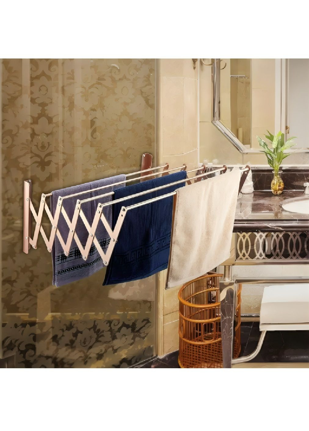 Настінна висувна сушарка вішалка з максимальним навантаженням до 15 кг для білизни одягу речей 80х70х26,5 см (481045-Prob) Unbranded (352060867)