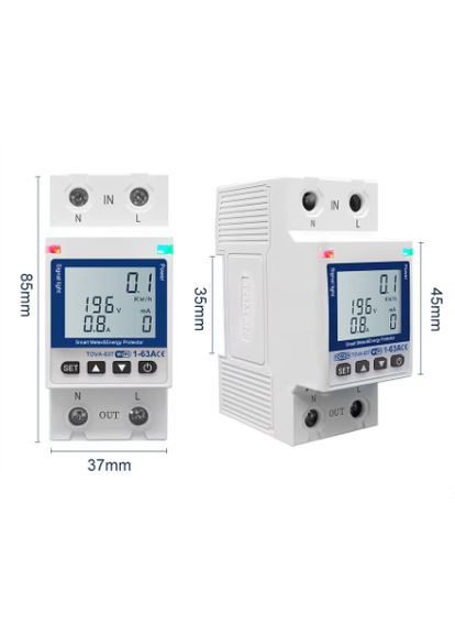 Умное Wi-Fi реле автомат TOVA-63T 1P+N 63A со счетчиком электроэнергии Tomzn (367954167)