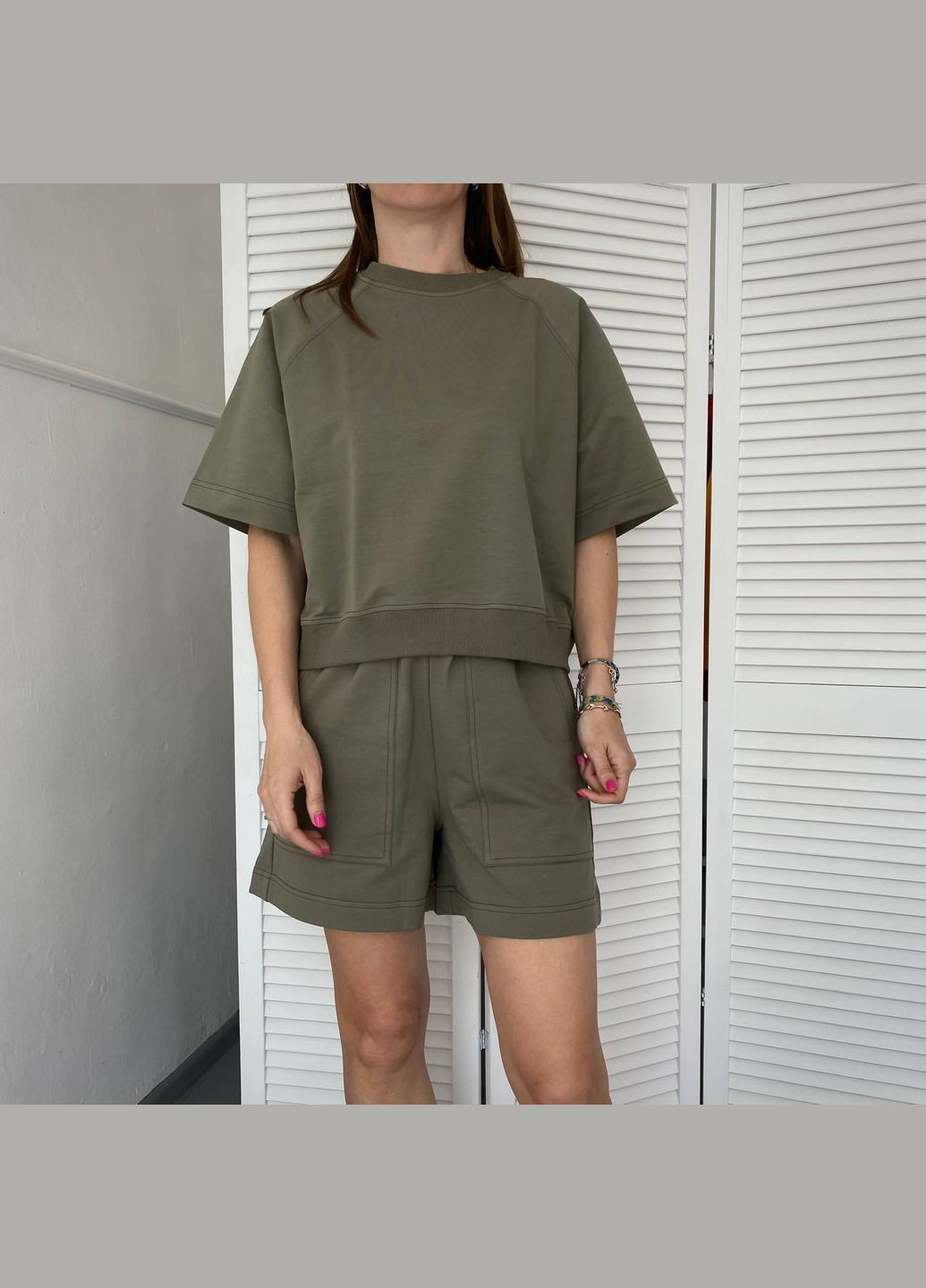 Костюм жіночий модний прогулянковий вільний (реглан, шорти) двонитка Ballet Grace (295287444)