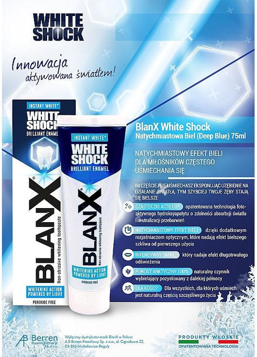 Відбілювальна зубна паста White Shock Instant White Brilliant Enamel Toothpaste 75ml (1133477-100412) Blanx (368640858)